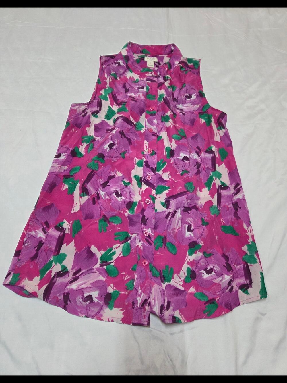 J. Crew Pink Floral Print Sleeveless Blouse